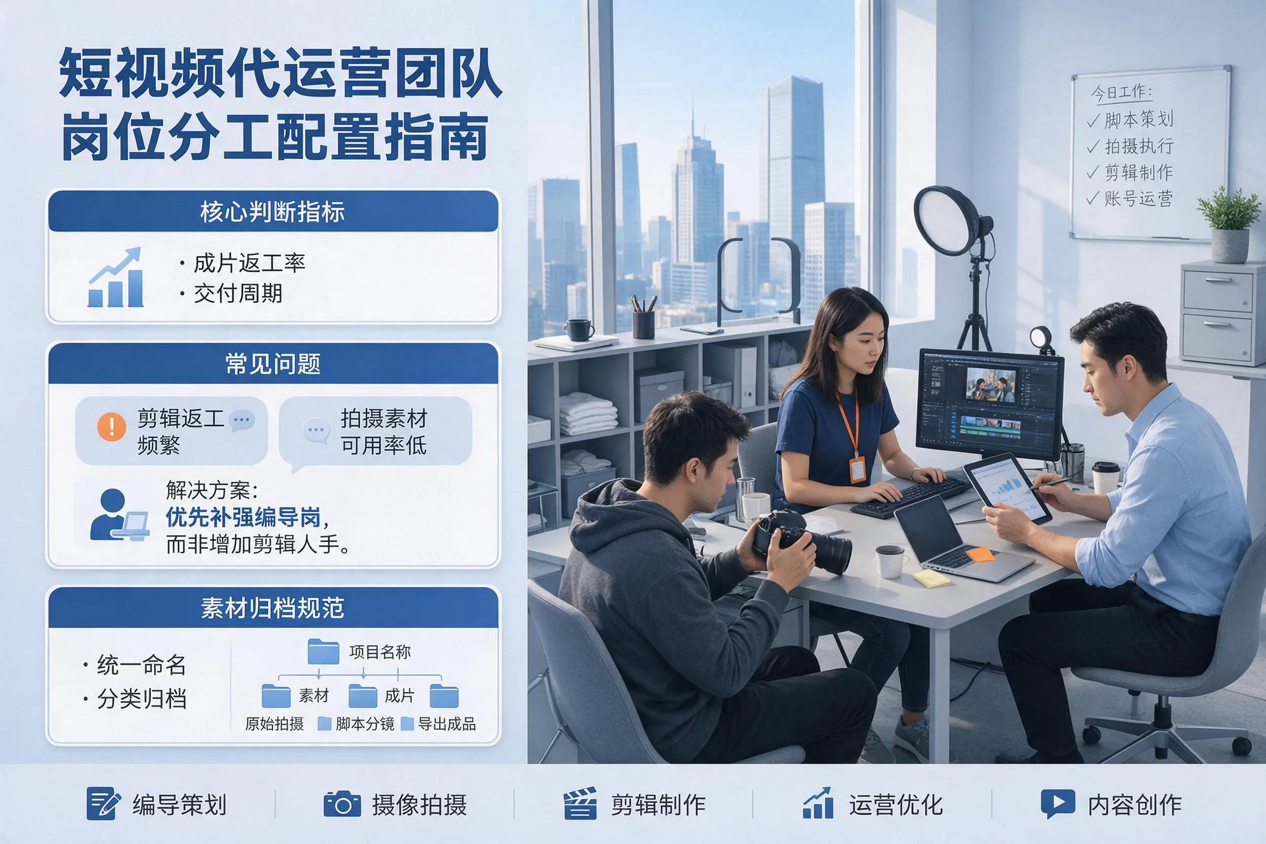 短视频代运营团队如何配置？蚌埠企业岗位分工科普说明