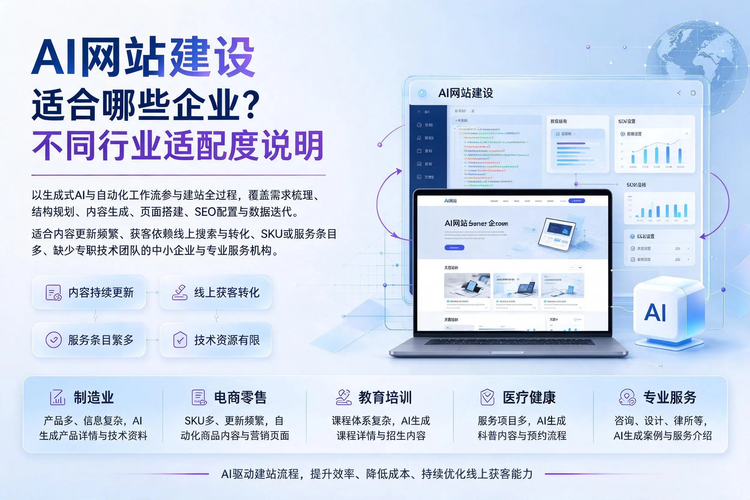AI网站建设适合哪些企业？蚌埠不同行业适配度说明